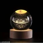 TRACES 3D Crystal Galaxy LED Ball Night Light With USB Cable Connection Showpiece And Gifty Items | Crystal Night Lamps for Home or Tables | 7*7*8 cm