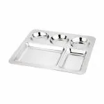 Prabha Stainless Steel Partition Plate 5 In1, Manchurian Bhojan Thal, Lunch Plate, Bhojan Thali, Dinner Plate