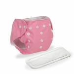 Chinmay Kids Plain Diapers With White Inserts | Size Adjustable Baby Cloth Button Diaper - Washable/Reusable Nappies for Infants & Toddlers , 8 X 8 inch, Pink