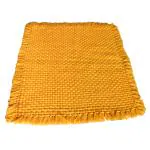 JAIPUR WOOLLEN HANDICRAFT Soft Wool Handmade Pooja Aasan Mat Yellow