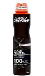L'Oreal Paris Men Expert Black Mineral Ultra-Absorbing 48H Antiperspirant Body Spray Safe Lock, 250 Ml eva