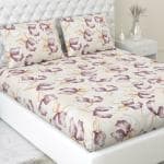 Haus & Kinder Bedsheet for Double Bed, Elastic Fitted King Size |186 TC Cotton Fitted Elastic Bed Sheet for King Size Bed (78 X 72 Inches + 13 Inches Deep Pocket) | Leafy Elegance Brown