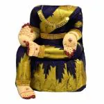Puja N Pujari Varalakshmi Idol Navy Blue and Gold Saree (12 Inches) & 1 Agarbatti Packet Free