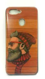 CLUBCLASSY TPU Back case Cover Printed Compatible for Oppo a5 Soft Beard moustaque Wooden Print