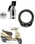 QiisX Heavy Duty Disc Brake Lock Anti Theft Security Lock with Helmet Lock Premium Black Heavy Number Lock for TVS Jupiter Classic