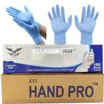 ETS Handpro Nitrile powder free disposable hand gloves, food grade, medical, restaurant, examination, tattoo, artist Color : Sky Blue (Large, 100)