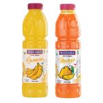 Manama Banana Crush and Mango Crush | 750ML Each | Topping for Cakes, Pies and Shakes | Pack of 2