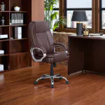 SHILPA CLASSIC Office Chair with Premium Leatherette Finish | Executive Swivel Chair for Home & Office Use | Ultra Comfort Cushioned Seat with Adjustable Height & Armrests | Ideal for Long Hours-(Brown)