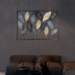 Amaya Decors Rectangular Etchng Black , Gold & Green Leaves Wall Decor