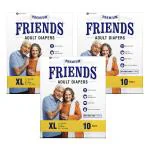 Friends Premium Adult Diapers Tape Style - 30 Count (Extra Large) with odour lock and Anti-Bacterial Absorbent Core- Waist Size 29.53 - 62.99 Inch ; 75 - 160Cm