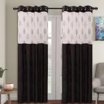 Vinay Handloom Premium Curtain with Rings| Glace Cotton Curtains for Door,Room Curtains 7 feet |Pack of 2|Brown