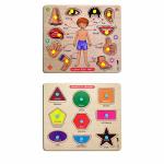 Enorme Mini Wooden Human Body Parts, Shape and Colors Puzzle with Knobs, Educational and Learning Game For Kids