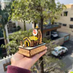 DARIDRA BHANJAN - Kedarnath Temple in Wood Brown Model Temple Statue Kedarnath Dham with Nandi Maharaj Decorative Showpiece Car Dashboard |Best Holi Festivals Gift | Home Decor Hand Crafted Temple (LXBXH = 5 x 9 x 8 cm ).