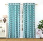 Dc Decastle Premium Damas Printed 182 cm (6ft) Polyester room Darkening Window Curtains(Aqua Blue, Pack of 2)