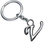 Blue Aura Mismil Silver Metal Alphabet Letter V Keychain Keyring V Letter Key Chain