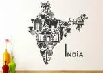 Lanstick Black India Map Self Adhesive Wall Sticker- 35.4 inch