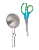 First Front Aluminium Tadka Pan With Multipurpose Big Scissor Stainless Steel Kitchen Scissor and (Multicolour, Pack of 2)
