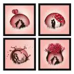 ArtX Multicolor Romantic Couples Wall Art Painting (Set Of 4) 10 X 10 Inch