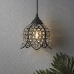 Homesake Hanging Crystal Lotus, Pendant Light | Chandelier, Jhumar Lighting, Chandelier For Living Room, Black, Metal