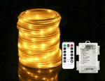 LTETTES Warm White Battery Powered LED Copper String Rope Lights 5m and 50 Lights