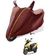 Auto Hub Waterproof Bike Cover Compatible with TVS NTORQ 125, Coated, Mirror Pocket, Belt Buckle Maroon