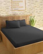 Sleeping Owls Cotton Dark Grey Bedsheet With Pillow Covers, 305 cm X274 cm (Set Of 3)