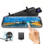 MANYCAST Touchscreen Mirror Dash Cam Backup Camera 10'' UHD 4K Front and 1080P Rear View Mirror Dual Cameras for Cars,GPS,WiFi,Parking Monitor,Night Vision,Smart Reverse Parking Assistance