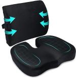 ALANFIT ORTHODESIGN Memory Foam Combo of Memory Foam Orthopedic Lumbar Back Pain Rest & Coccyx seat Cushion, Ergonomic, Lower Back and Coccyx Support, Premium Washable Covers,l1 l2 l3 l4 l5 Support Cushions COMB-BLK32