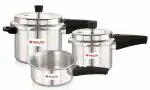 NIRLON Induction Compatible Outer Lid Stainless Steel Pressure Cooker, 2, 3 and 5 Litres, Silver