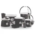 Tedemel Plastic Bucket, Tub & Mug Bathroom Set 11 pcs, Heavy Duty, Large Capacity (Black)