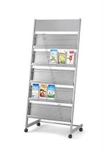 Abaj Metal Silver Folding Catalogue Magazine Portable Brochure Stand Rack Holder For Offices