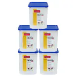 Varmora Magnum Square Smart Kitchen Plastic Storage Container - Blue Lid (5.7 Litres) (Pack of 5)