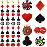 Festiko 40 Pieces Casino Theme Party Decorations Las Vegas Theme Party Supplies Red Black Poker Decoration Includes 8 Pcs Party Hangings And 32 Pcs Birthday Party Decoration Cutouts