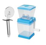 FIRST FRONT Stainless Steel SS Pizza Cutter With Sharp Blades Plastic Body Onion Cutter and (Multicolour, Pack of 2)