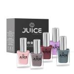 JUICE One Coat Nail Polish, Combo Pack of 5, Nude Multicolor Collection, High Gloss, Chip Resistant, Quick Dry, Gel Effect, Shades : Periwinkle Blue / Dusty Coral / Thunder Sky /Icy Pink / Teddy Brown NUDE COMBO_20, 11ml each