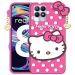 RUPELIK (Hello Kitty Realme 8i Pink) Hello Kitty Rupper Back Case Cover |3D Cute| Soft Silicone Back Cover with Pendant Compatible for Realme 8i (Pink)