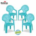 MAHARAJA Mickey Plastic Chair for Kids Set of 4 | Strong Durable & Portable Study Chairs |Stackable School Chair (Pearl Green)