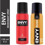ENVY Fiery & Rush Deo Combo Body Deodorant Spray - For Men (240 ml, Pack of 2)