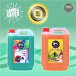 MIZZIWASH green Washing machine liquid detergent + orange dish wash gel (5+5 ltr) Multi-Fragrance Liquid Detergent (2 x 4500 g)