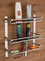 CSI INTERNATIONAL Stainless Steel 3 Layer Multiuse Bathroom Rack With Double Soap Dish For Kitchen And Bathroom Accessories