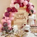Special You DIY Burgundy Pink Balloons birthday decoration items kit combo for girl with Rose Gold, Confetti and Pink Balloons and Rose Gold Cursive Happy Birthday Banner -45 Pcs