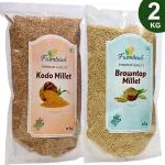Farmbean Millets Combo 2KG Pack of 2| Natural Grains Unpolished Millets | Kodo 1kg, BrownTop 1kg | Low GI Rice | Nutrient Powerhouse, High Protein & More Fibre than Rice
