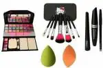 Lenon 6155 Face Makeup Kit, 3 in 1 Liner, Kajal, Mascara, 7 Pcs Makeup brush, 2 Sponge Puff (4 Items in the set)