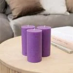 AromaticFables- Purple 6 Inch Green Apple Fragrance set of 3 Pillar Candles