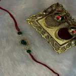 Mahi Gold Plated Classic Kundan Studded Ethnic Thread Rakhi for Brother, Bhai, Bro (RA1100812GGre)