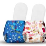 BASIC by SuperBottoms 2 Freesize, Reusable, Pocket Cloth Diapers With Inserts With Snaps (0-3 Y) 5-17kgs (Set of 2)