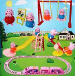 GOTHI Peppa Pig Family Playground Park Set with Figures, Slide, Swing, See-Saw, Easel for Kids Peppa Pig Playground Set with Peppa Pig Family Pepaa Pig Playground Set Fun Playtime Set Figurines with Movable arm & Legs Figurines,Slide,Swing, PACK OF 1
