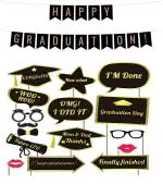 Festiko Happy Graduation Combo (1 Set Happy Graduation Banner, 16Pcs Photo Booth Props)