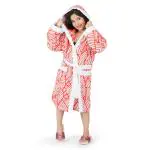 Rangoli Solid 100% Jacquard Weave Unisex Kids Bathrobe Pink 11 To 12 Year