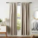 Parda Online Beige 3 Layer Blackout Solid Rod Pocket Plain Window Curtain 7ft, (Pack of 1)